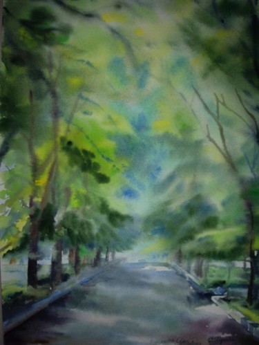 Картина под названием "Avenue" - Ostrouhowa, Подлинное произведение искусства, Масло