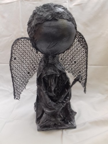 Sculpture titled "Angel with brush" by Michaela Bartošová, Original Artwork, Paper