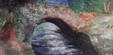 Painting titled "Bridge" by Michaela Bartošová, Original Artwork, Acrylic