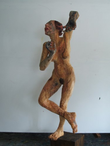 Rzeźba zatytułowany „Katatonia” autorstwa Tadeusz Swiniarski, Oryginalna praca, Drewno