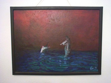 Peinture intitulée "Pierre et Jésus sur…" par Emmanuel Fischer, Œuvre d'art originale