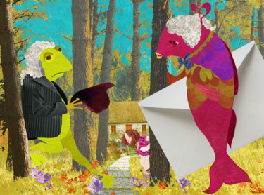 Alice et les deux laquais Arts numériques intitulée "Alice et les deux l…" par Hel Swynghedauw (Hel), Œuvre d'art originale, Collages