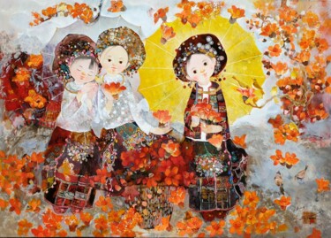Painting titled "a Graceful smile 2" by Sỹ Nguyễn Văn, Original Artwork, Lacquer