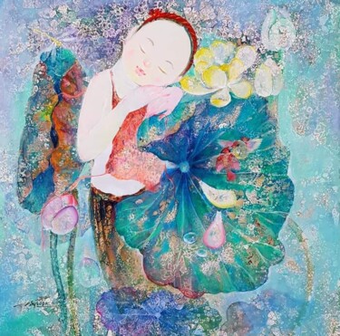 Painting titled "a Graceful smile 4" by Sỹ Nguyễn Văn, Original Artwork, Lacquer