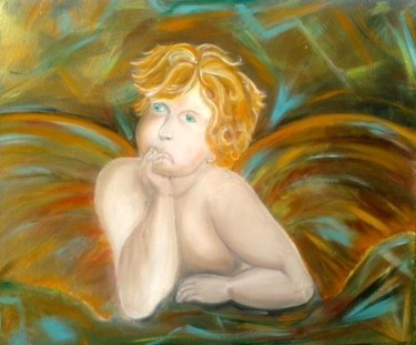 Peinture intitulée "L'angelot" par Sybartiste, Œuvre d'art originale, Huile