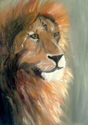 Painting titled "Le règne du Lion" by Sybartiste, Original Artwork, Oil