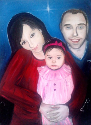 Peinture intitulée "petite famille ne h…" par Sybartiste, Œuvre d'art originale, Huile