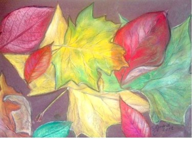 Drawing titled "L'automne" by Sybartiste, Original Artwork, Chalk