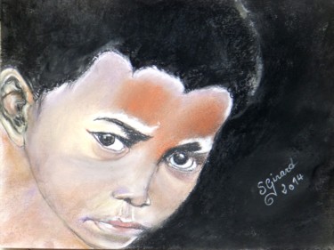 Drawing titled "Le jeune Nordine" by Sybartiste, Original Artwork, Pastel