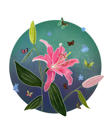 Digital Arts titled "Lilies" by Anastasia Sycheva, Original Artwork, Digital Painting