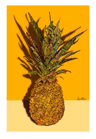 Grafika cyfrowa / sztuka generowana cyfrowo zatytułowany „Pineapple” autorstwa Anastasia Sycheva, Oryginalna praca, Malarstw…