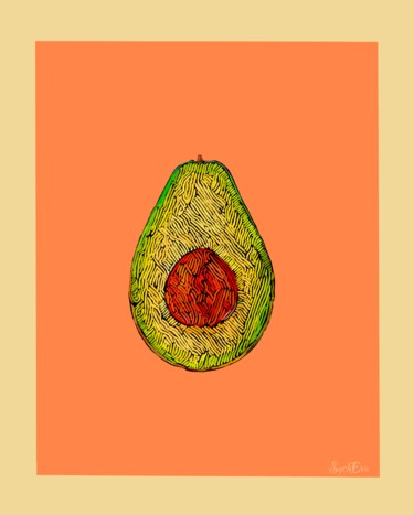 Digital Arts titled "Avocado" by Anastasia Sycheva, Original Artwork, Digital Painting