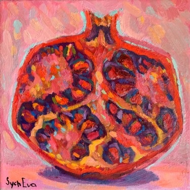 Peinture intitulée "Juicy pomegranate" par Anastasia Sycheva, Œuvre d'art originale, Huile Monté sur Châssis en bois
