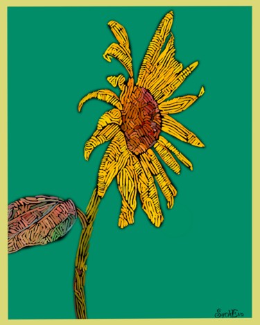 Digital Arts titled "Sunflower" by Anastasia Sycheva, Original Artwork, Digital Painting