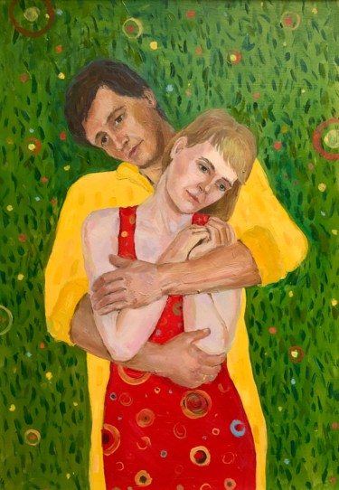 Painting titled "Love love love" by Anastasia Sycheva, Original Artwork, Oil