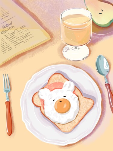 Arte digitale intitolato "Breakfast" da Anastasia Sycheva, Opera d'arte originale, Lavoro digitale 2D