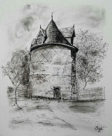Painting titled "2017-02- Le donjon…" by Sye, Original Artwork, Ink