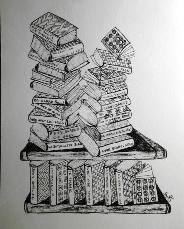 Painting titled "2017-09-Ma-biblioth…" by Sye, Original Artwork, Ink