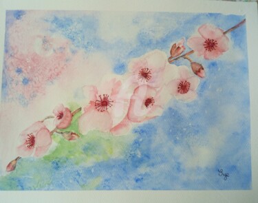 Painting titled "2018-13-Une branche…" by Sye, Original Artwork, Watercolor