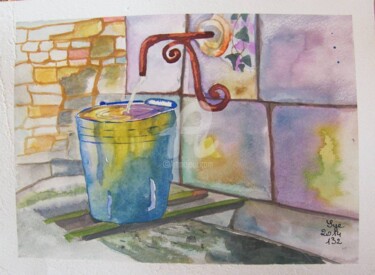 Painting titled "2014-132-le-seau" by Sye, Original Artwork, Watercolor