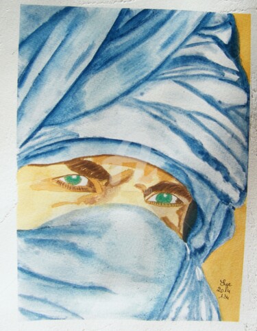 Painting titled "2014-134-le-touareg…" by Sye, Original Artwork, Watercolor