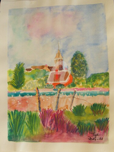 Painting titled "2014-11-eglise-st-b…" by Sye, Original Artwork, Watercolor