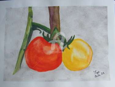 Painting titled "2014-22-tomates-mam…" by Sye, Original Artwork, Watercolor