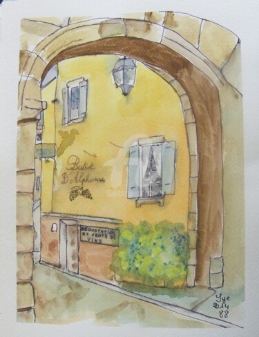 Painting titled "2014-88-bistrot-d-a…" by Sye, Original Artwork, Watercolor