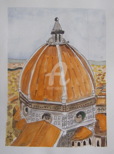 Painting titled "2014-95-florence" by Sye, Original Artwork, Watercolor