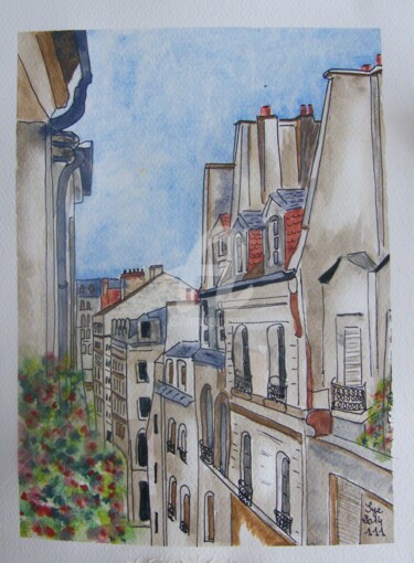 Painting titled "2014-111-vue-des-to…" by Sye, Original Artwork, Watercolor