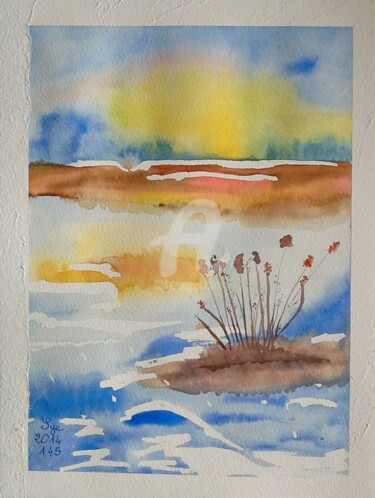 Painting titled "2014-145-soleil-lev…" by Sye, Original Artwork, Watercolor