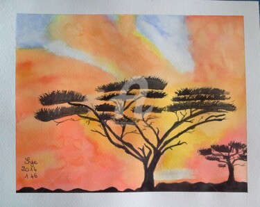 Peinture intitulée "2014-146-kenya.jpg" par Sye, Œuvre d'art originale, Aquarelle