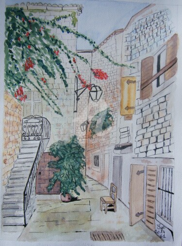 Peinture intitulée "2014-61-la-ruelle.j…" par Sye, Œuvre d'art originale, Aquarelle