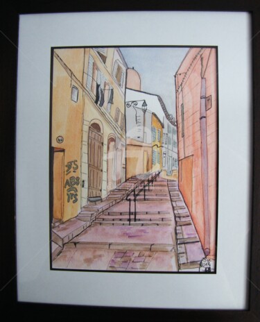 Painting titled "2014-68-EN MONTANT…" by Sye, Original Artwork, Watercolor