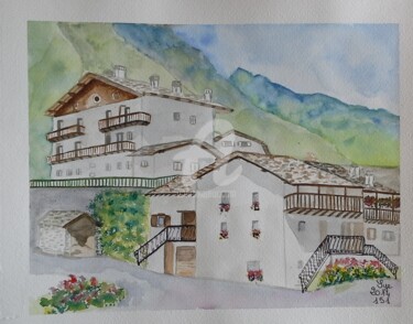 Painting titled "2014-151-les-chalet…" by Sye, Original Artwork, Watercolor