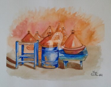 Peinture intitulée "2014-161-LES TAGINES" par Sye, Œuvre d'art originale, Aquarelle