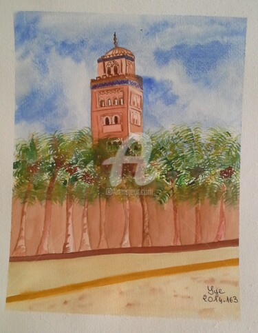 Painting titled "2014-163-la-mosquee…" by Sye, Original Artwork, Watercolor