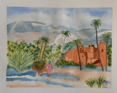 Painting titled "2014-164-l-oasis" by Sye, Original Artwork, Watercolor