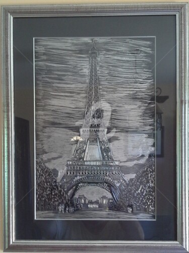 Gravures & estampes intitulée "2000-01-Paris plume" par Sye, Œuvre d'art originale, Gravure