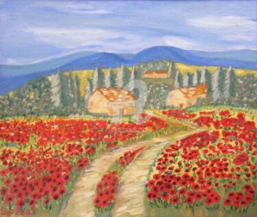 Painting titled "2003-02-Le champ de…" by Sye, Original Artwork, Oil