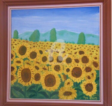 Painting titled "2003-01-Le champ de…" by Sye, Original Artwork, Oil