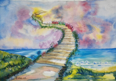 2016-01- L'ascension Peinture intitulée "2016-01- L'ascension" par Sye, Œuvre d'art originale, Aquarelle