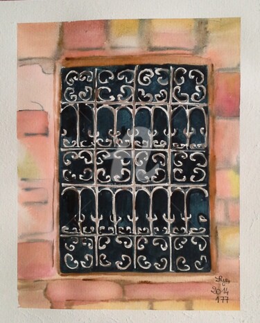 Peinture intitulée "A la fenêtre de la…" par Sye, Œuvre d'art originale, Aquarelle