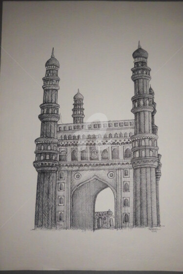 Drawing titled "CHARMINAR(monumenta…" by Syed Akheel, Original Artwork