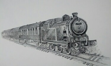 Drawing titled "train Vintage colle…" by Syed Akheel, Original Artwork, Ink