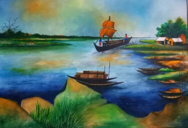 Pittura intitolato "Rivers of Bangladesh" da Syedul Islam, Opera d'arte originale, Acquarello