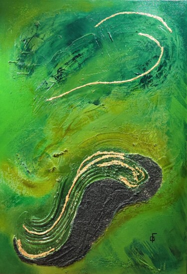 Painting titled "Tous fondus de vert" by Syjo, Original Artwork, Acrylic Mounted on Wood Stretcher frame