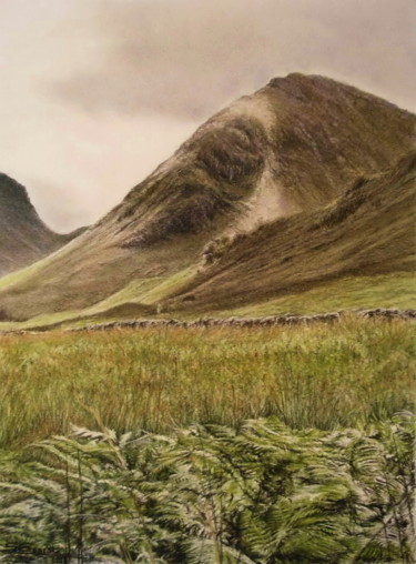 Ζωγραφική με τίτλο "Glencoe, Scottish M…" από Sylvie Geneste, Αυθεντικά έργα τέχνης, Παστέλ