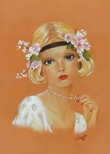 Peinture intitulée "Années Folles" par Sylvie Geneste, Œuvre d'art originale, Pastel