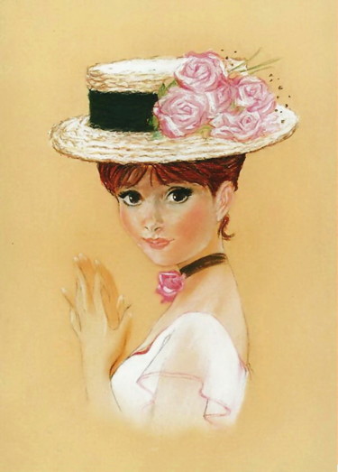 Peinture intitulée "Beauté 1900" par Sylvie Geneste, Œuvre d'art originale, Pastel